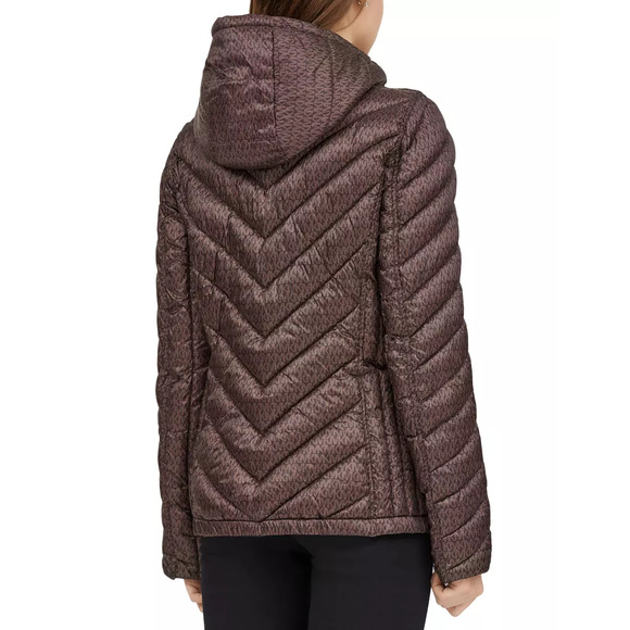 Michael Kors Puffer Jacket Reversible Quilted Nylon Signature Logo Packable Nwt - Picture 7 of 10